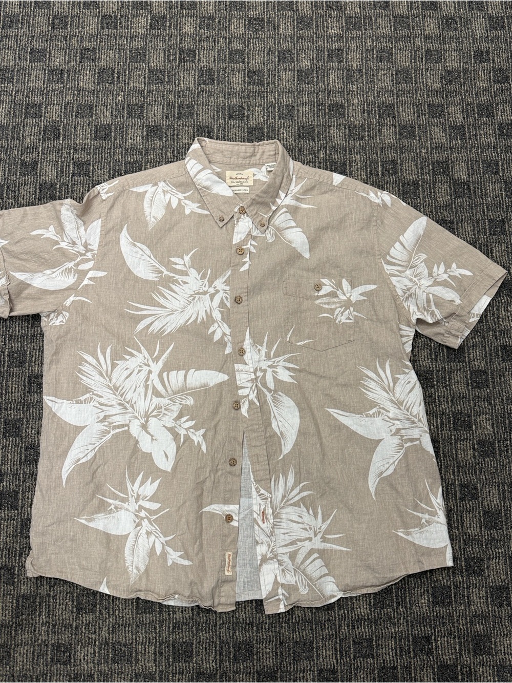 Weatherproof Vintage Men’s XXL Linen Blend Tropical Hawaiian Shirt